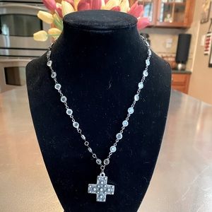 Cross necklace on a delicate Gemstone chain